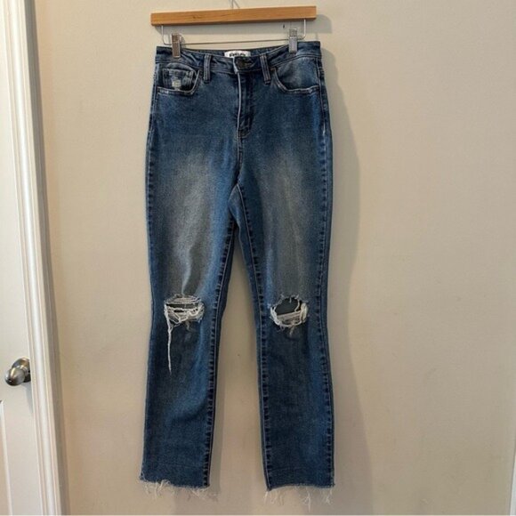 RSQ High Rise Straight Leg Distressed Raw Hem Jeans Size 27 - Picture 3 of 11